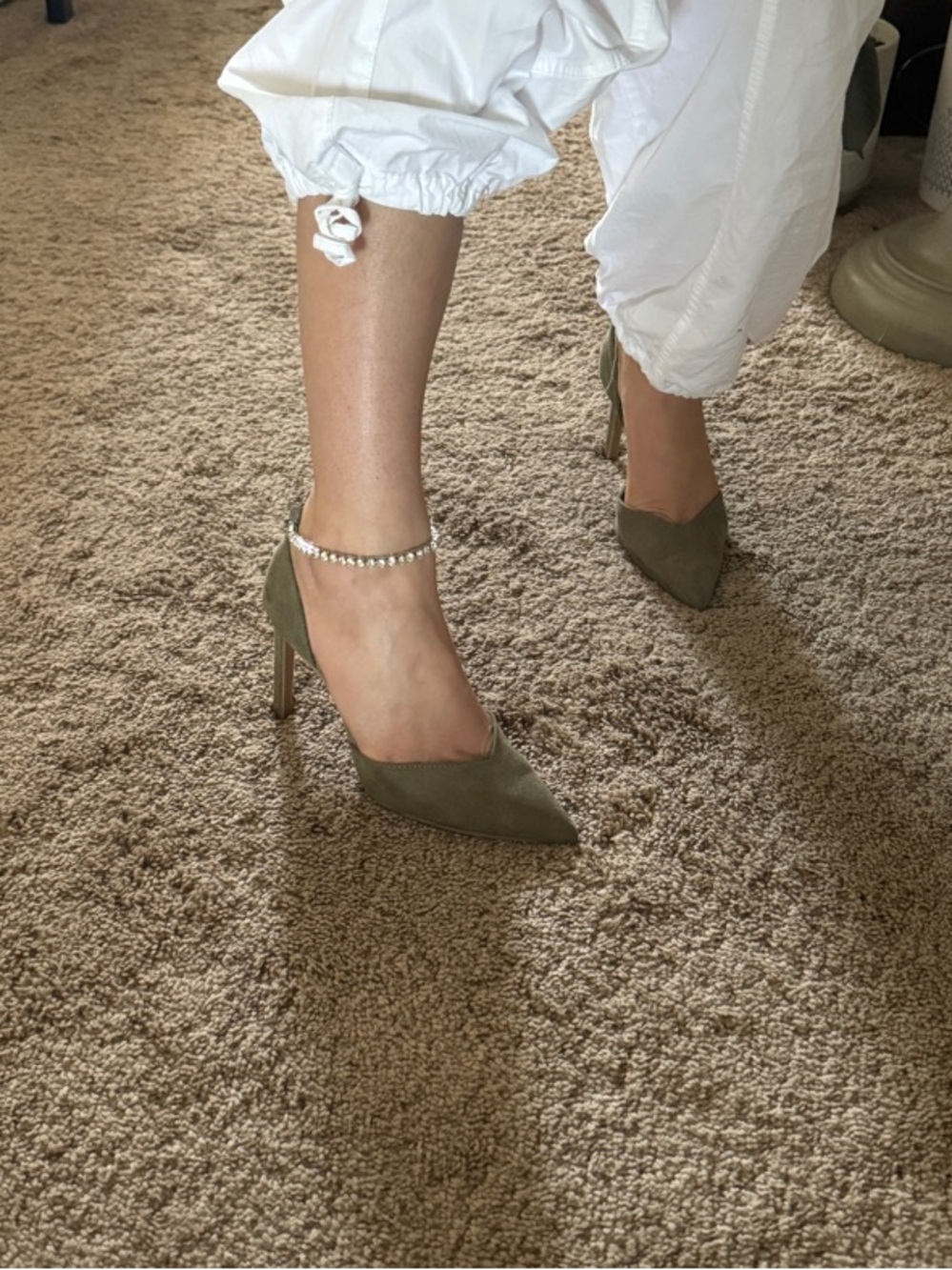 Olive Green Pointed-Toe Stiletto Pumps